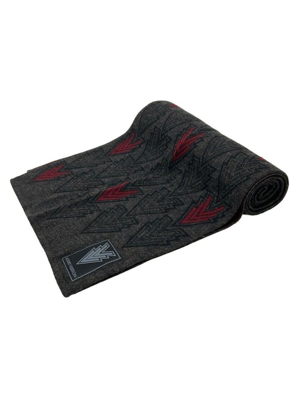 Louis Vuitton Scarf Echarpe Triple Dark Gray Black Bordeaux Wool